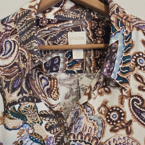 Chico's Shirt Dress Paisley Button Up Tunic Cottage Core Size Chico's 2=US L/12 - Picture 2 of 12